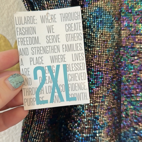 Lularoe Cassie skirt size 2x metallic holographic - Picture 3 of 5